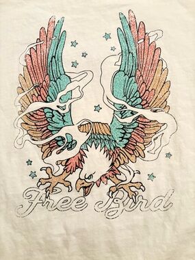 Zutter med large Free Bird Graphic Tee with Multicolor Eagle Design